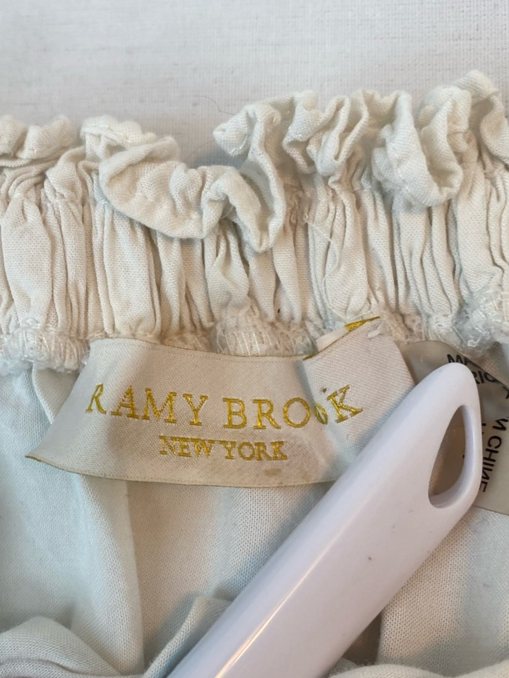 Ramy Brook Zena Embroidered Off Shoulder Mini Dress Blue and White Size XS - Picture 7 of 11